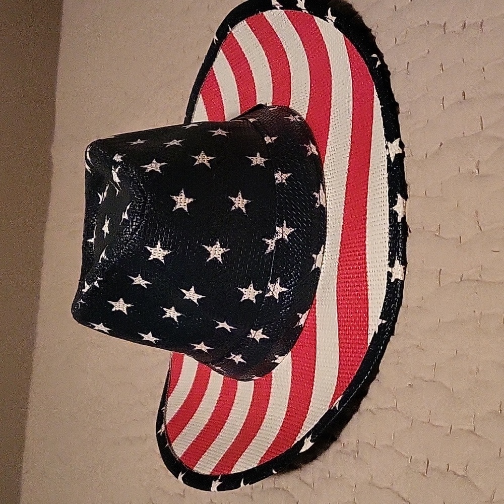 NWT Pugs Patriotic Unisex Stars Stripes Cowboy Hat